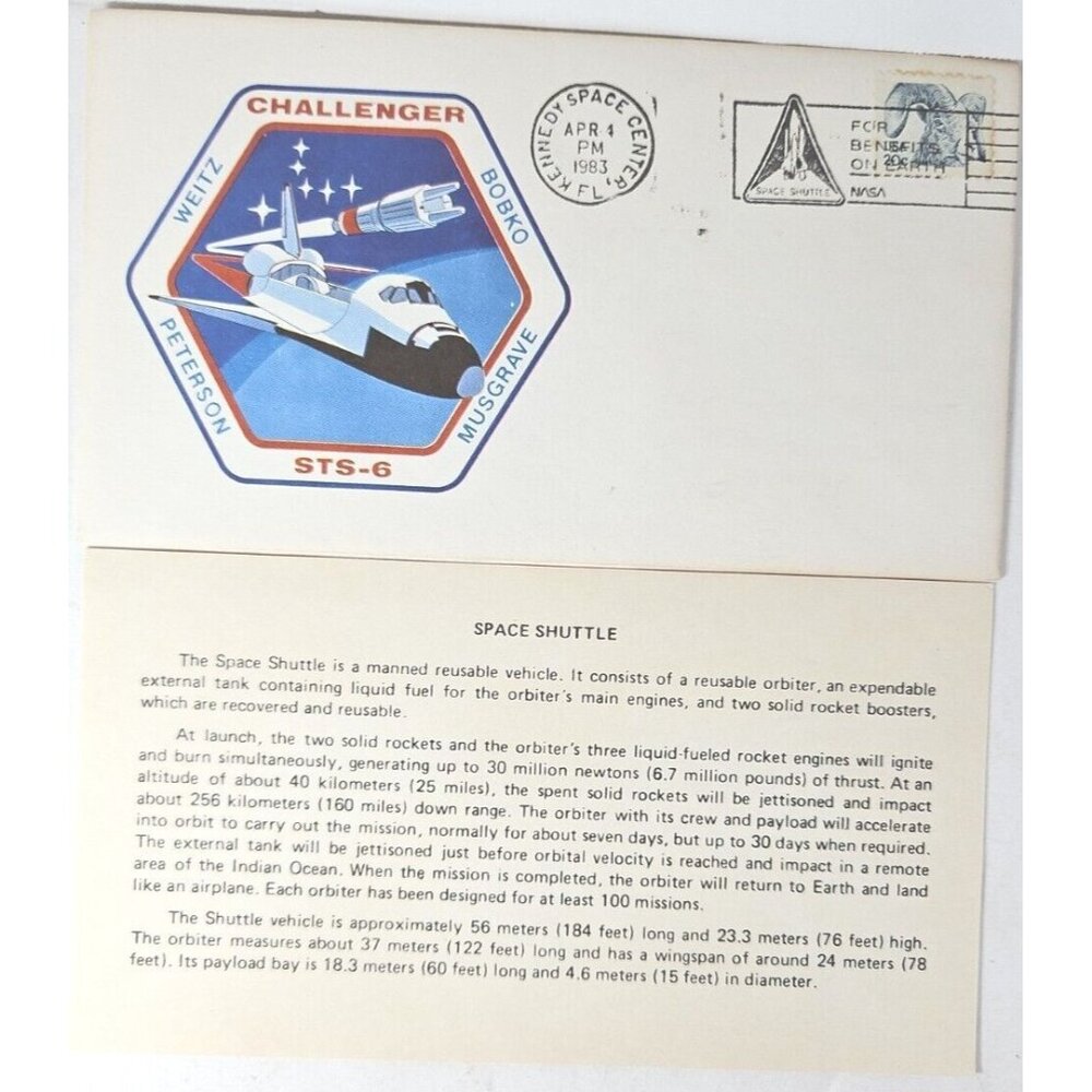 1983 Challenger Logo Kennedy Space Center FL 4-4 Space Shuttle Cancellation STS6